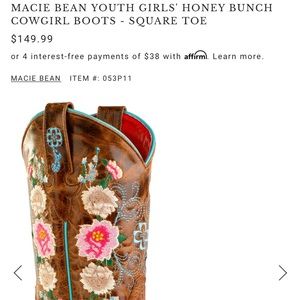 Kids size 9 Macie bean boots